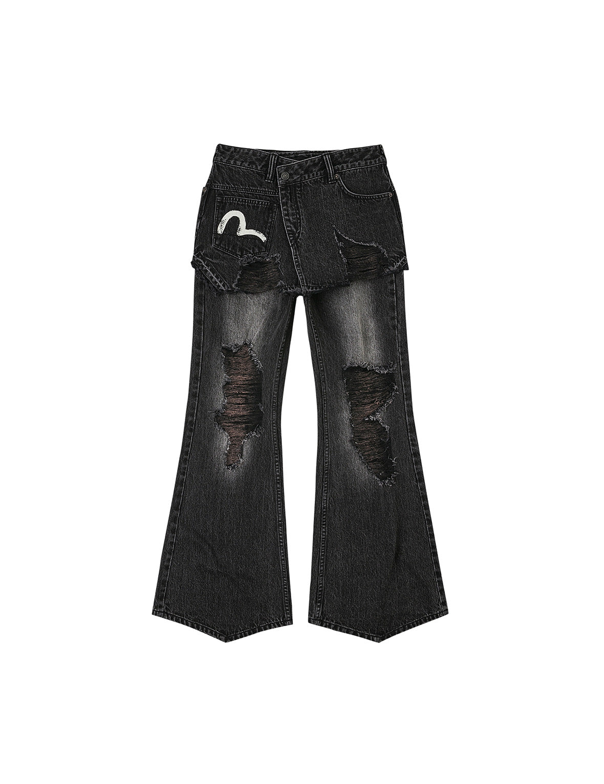Mottled Seagull and Distressed Fashion Fit Denim Skorts